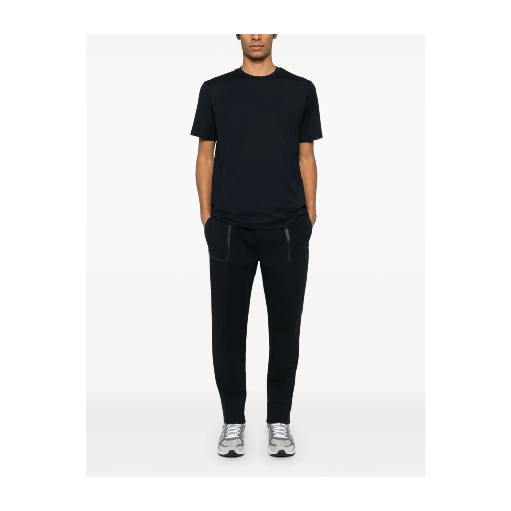 Peuterey Blauw Logo Patch Crew Neck Shirt Blue Heren