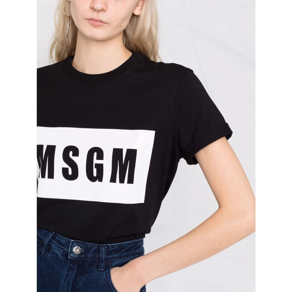 Msgm Basis Katoenen T-shirt Black Dames