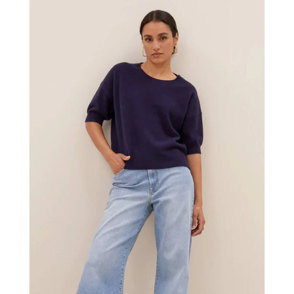 By-Bar Korte Mouw Pullover Holly Blue Dames