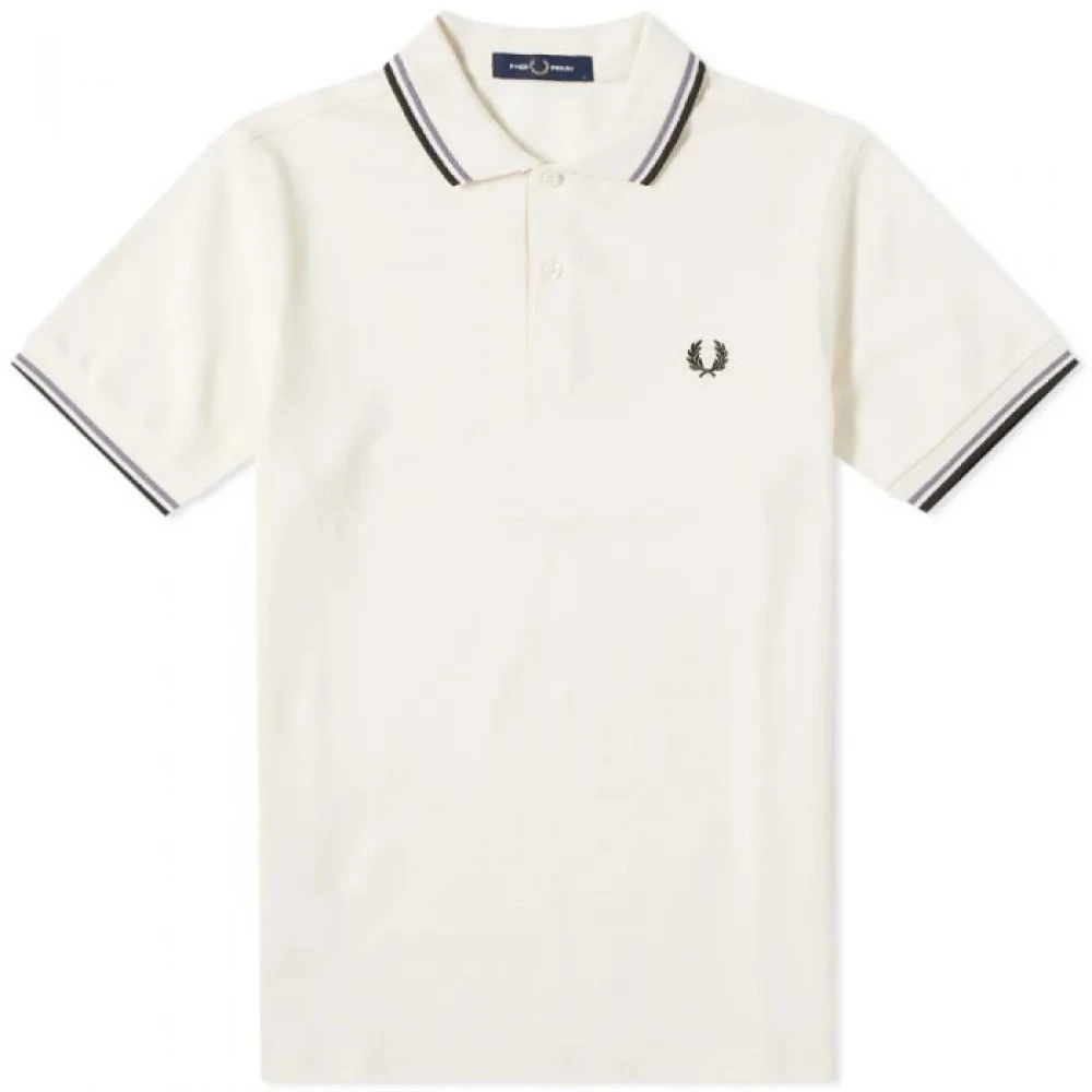 Fred Perry Slim Fit Twin Tipped Polo in Snow White en Light Oyster White Heren