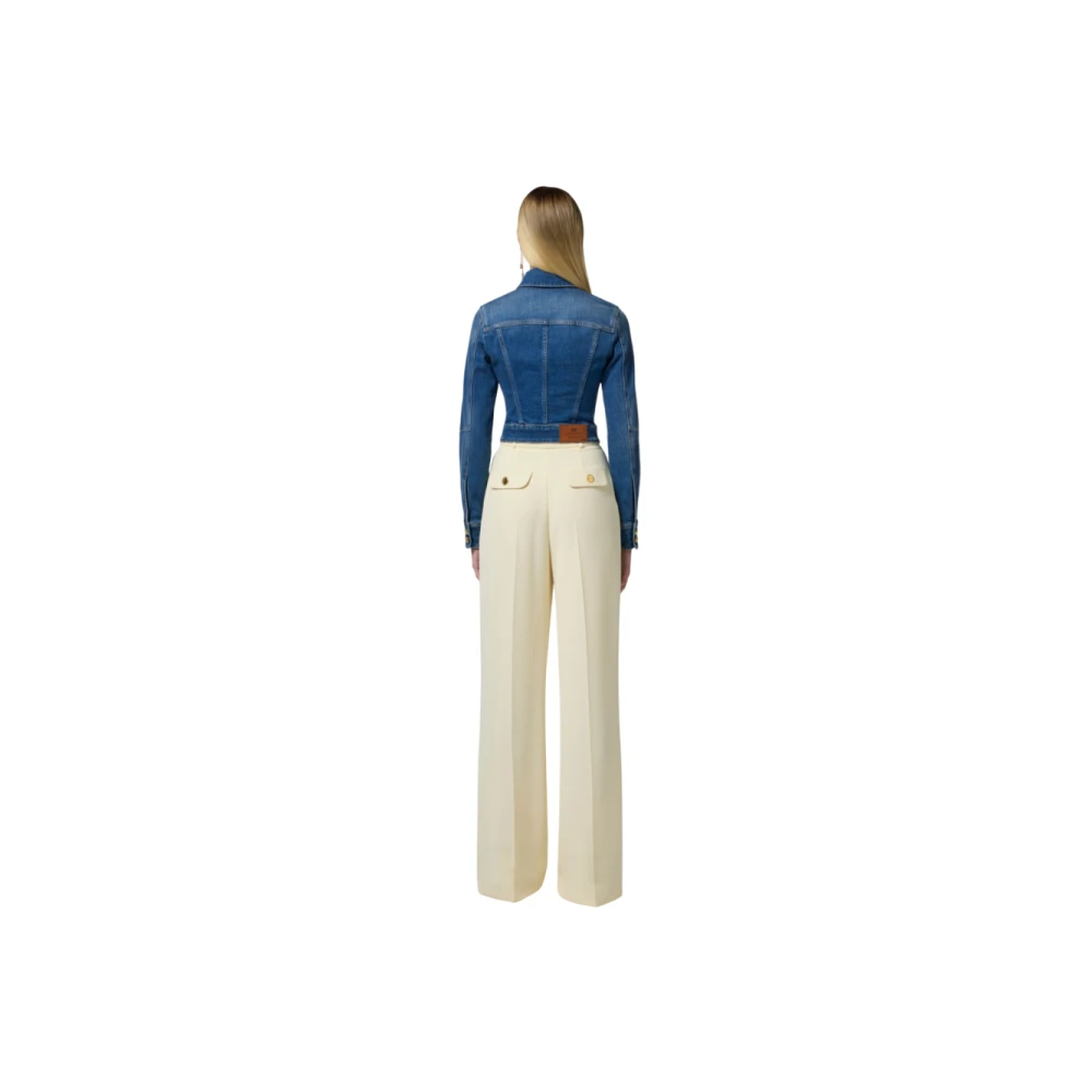 Elisabetta Franchi Slimfit Cropped Denimjasje Vintage Look Blue Dames