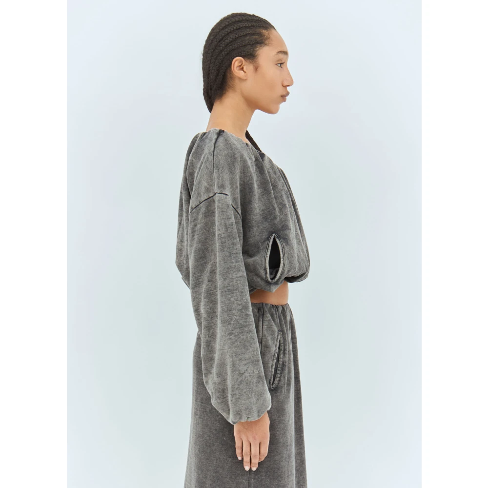 Diesel Sweatshirt van gewassen katoenen jersey met ballonzoom Gray Dames