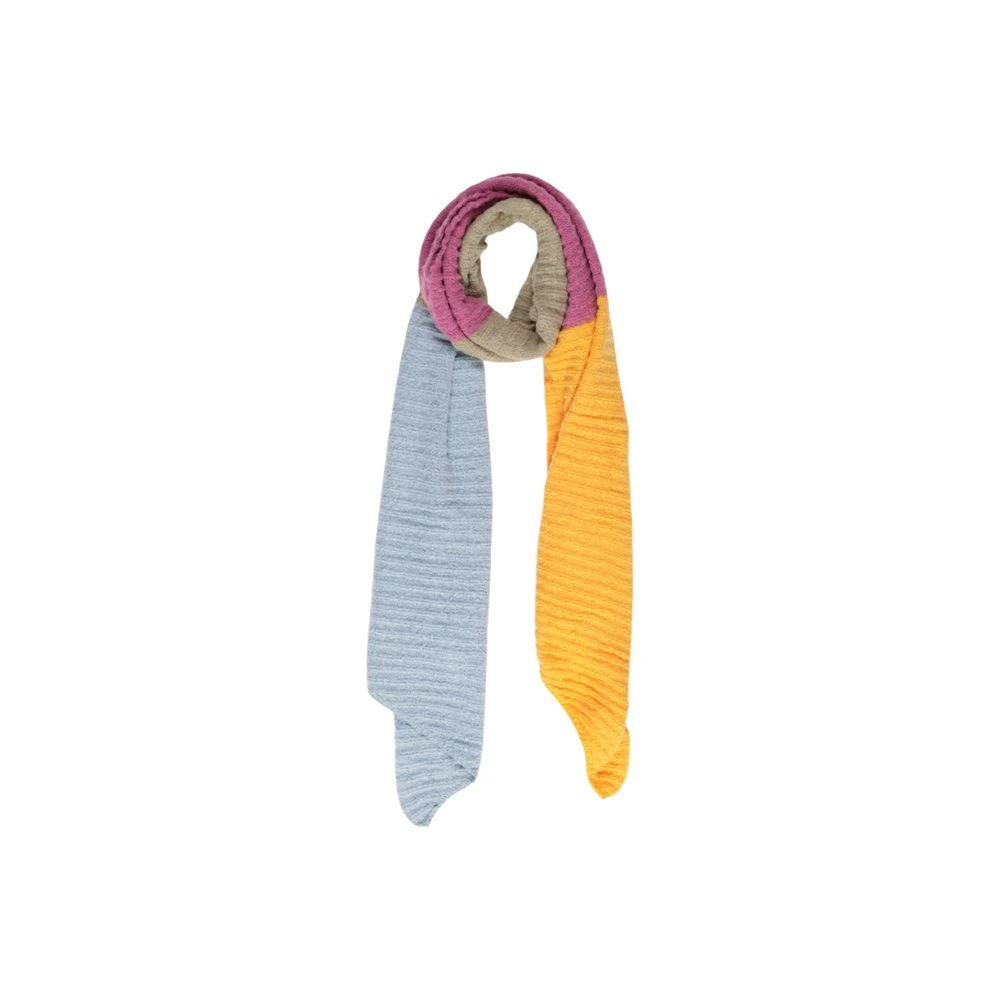 Pieces Women's Multicolor Structur New Block Long Scarf - Winter Scarves - One Size- Accessories