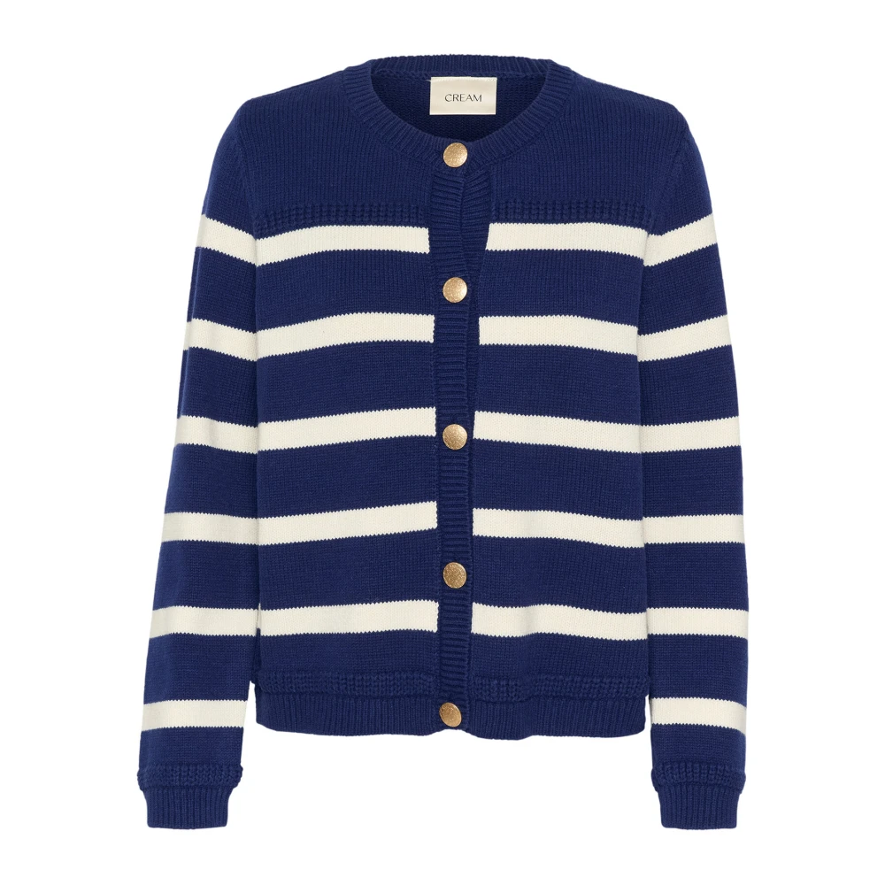 Cream Gestreepte Gebreide Vest Ocean Cavern Eggnog Blue Dames