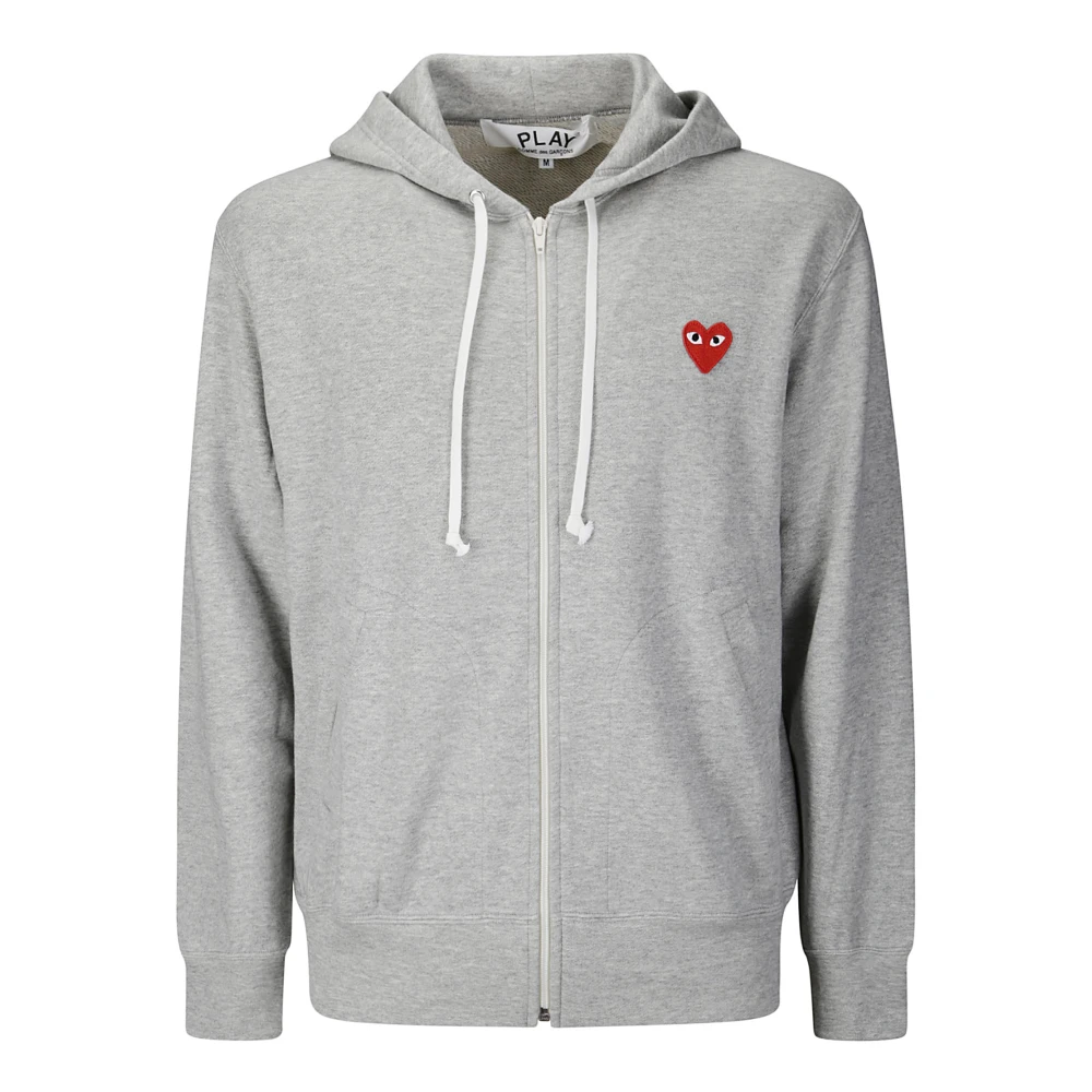 Comme des Garçons Play Grijze Sweatshirt met Rood Emblem Gray Heren