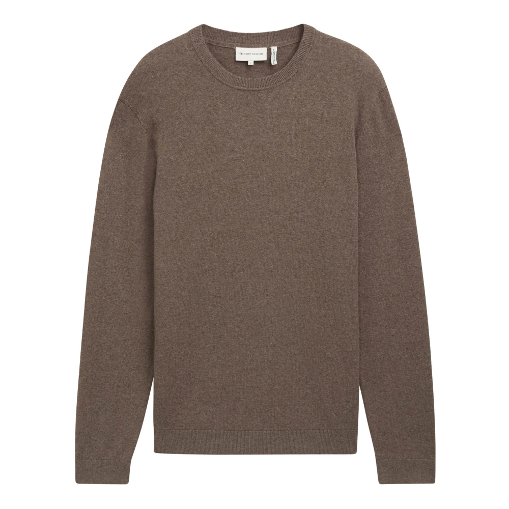 Tom Tailor Katoenen Crewneck Hout Bruin Melange Brown Heren