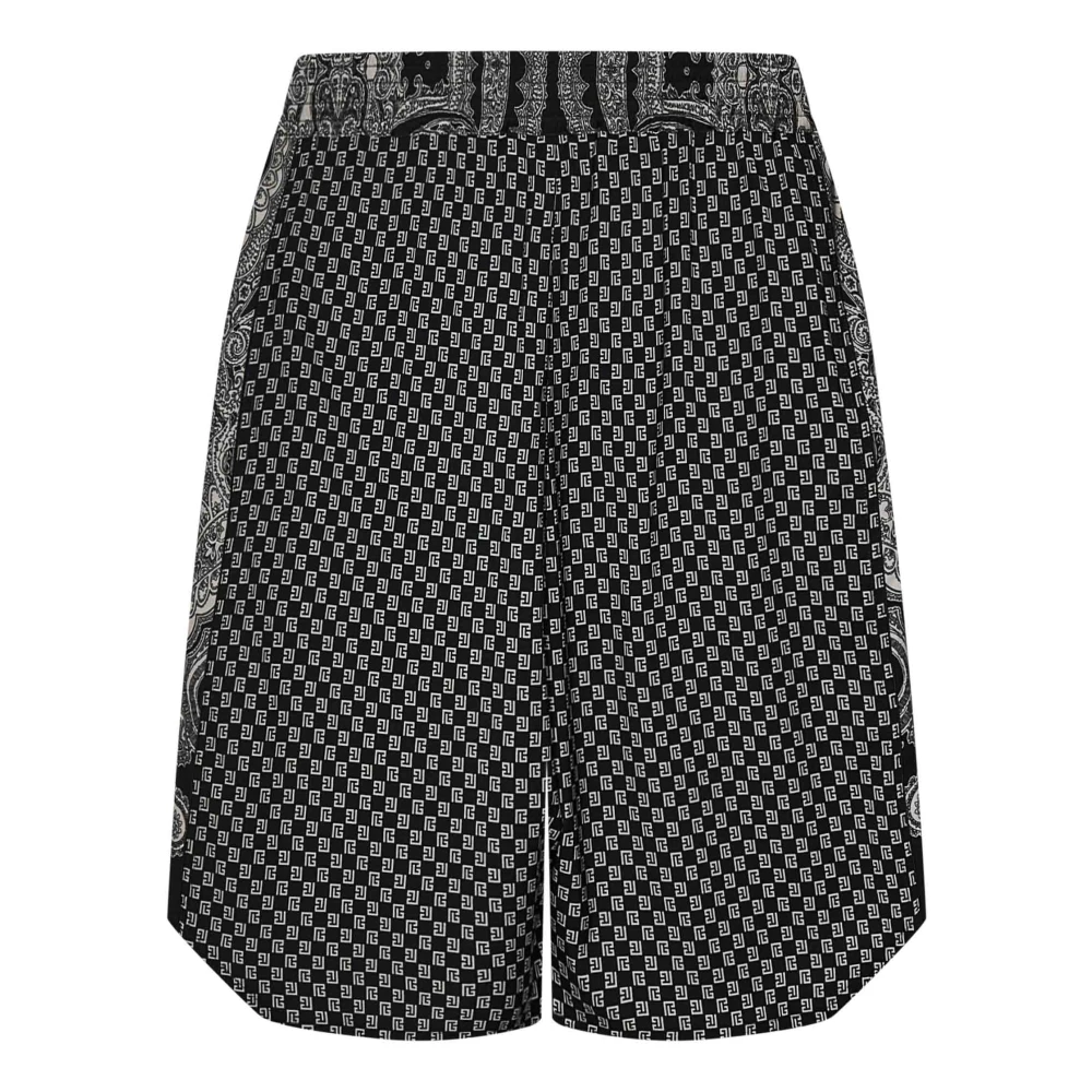 Balmain Zwarte Boxy Fit Shorts met Paisley Print Black Heren