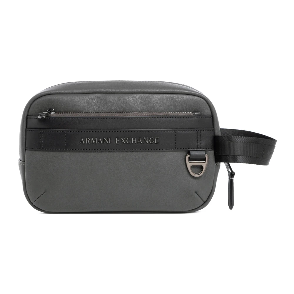 Armani Exchange Eenvoudige toilettas met ritssluiting Gray Heren