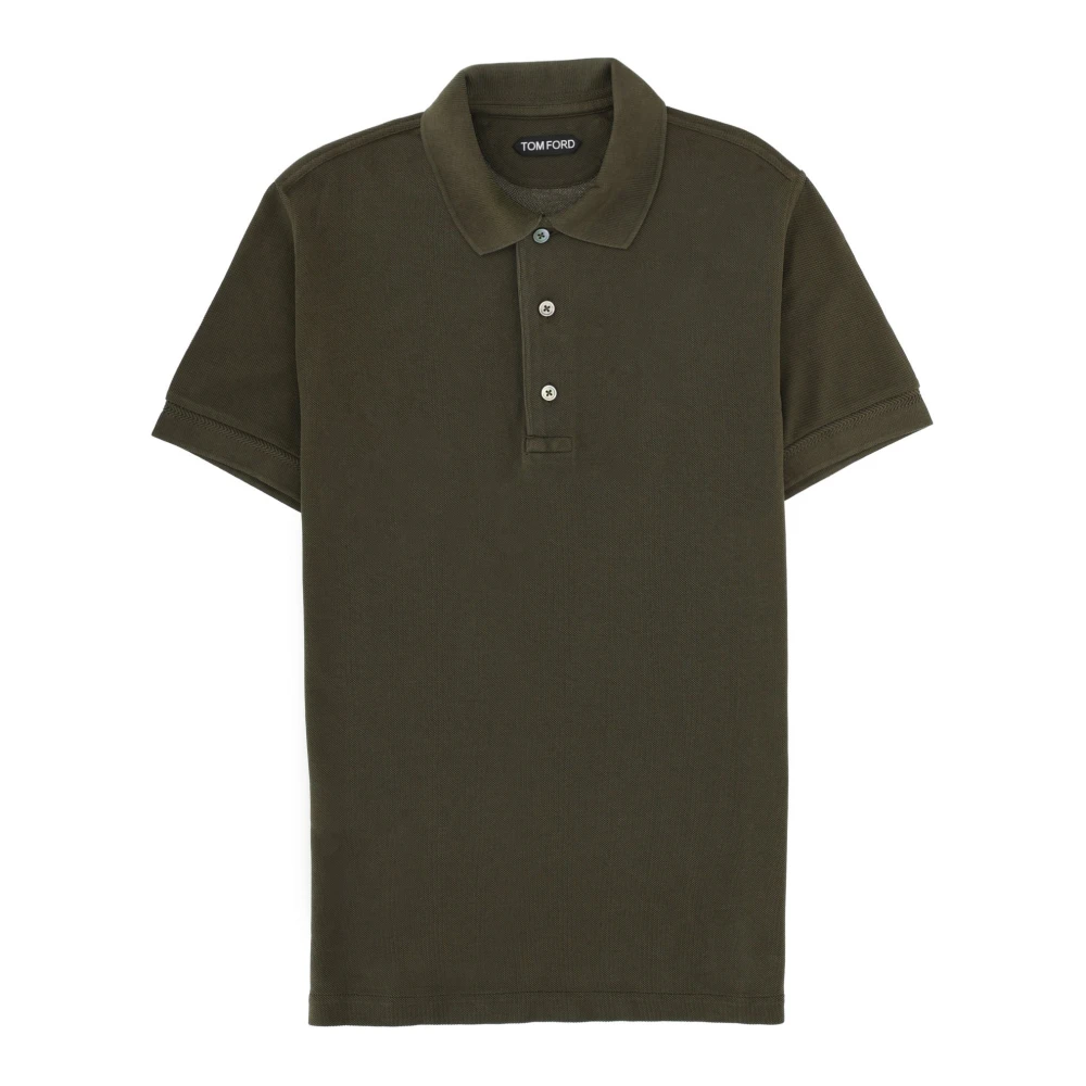 Tom Ford Men's Green Polo Shirts, M, Lyocell Piquet Ss Polo