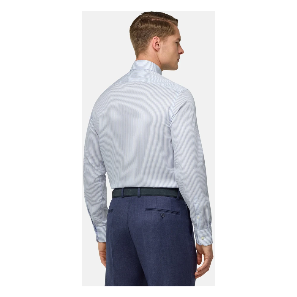 Boggi Milano Ultimate NON Iron Gestreept Katoenen Overhemd Slim Fit Blue Heren