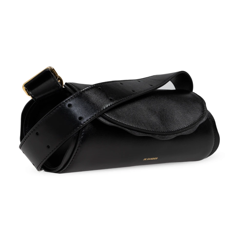 Jil Sander Schoudertas Cannolo Mini Wave Black Dames