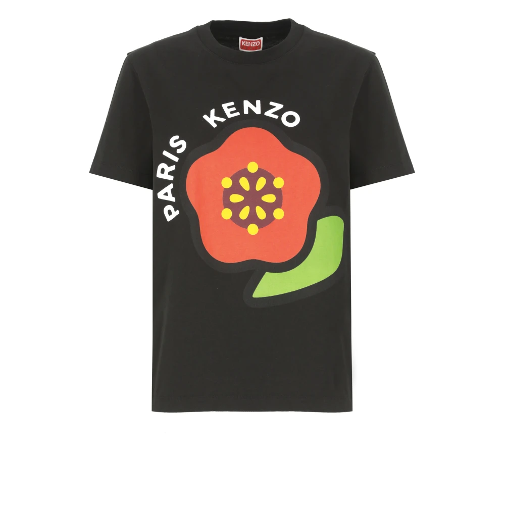 Kenzo Zwart Katoenen T-shirt met Logo Print Black Dames