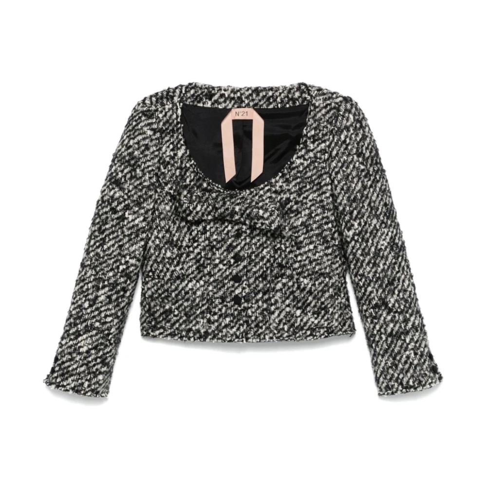 N21 Zwart Wolmix Bouclé Jas Black Dames