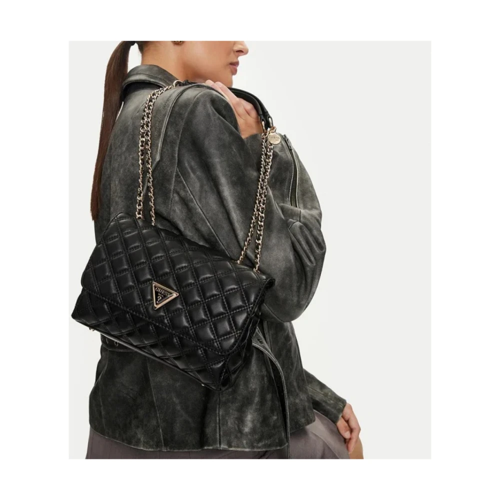 Guess Modieuze Schoudertassen met Meerdere Compartimenten Black Dames