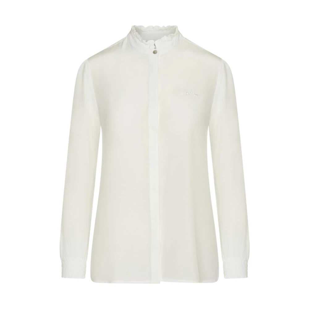 HV Polo Viscose blouse met vrouwelijke ruche White Dames