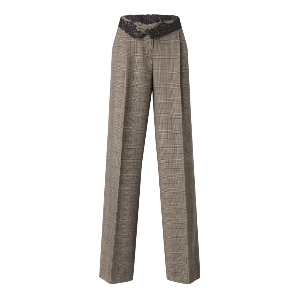 Pinko Vrouw Beige Broeken Dames, M, Wijde Broek
