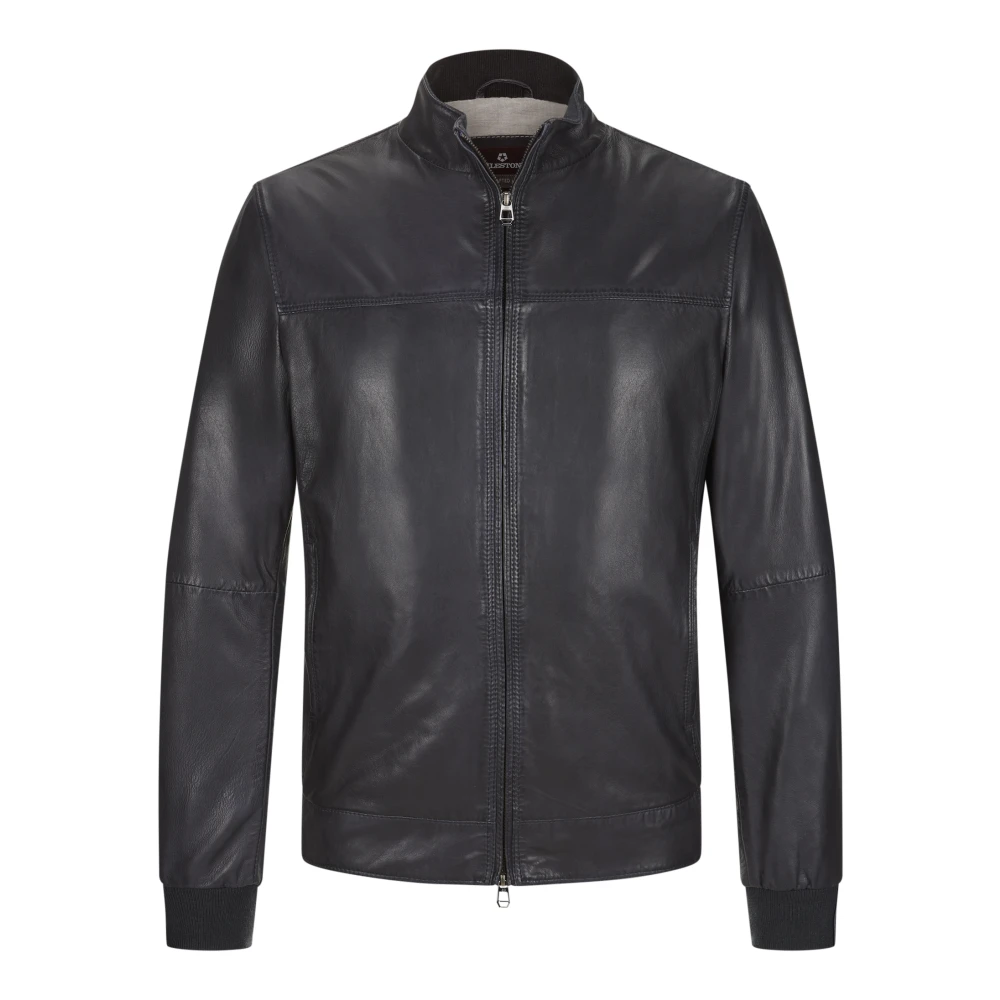 Milestone Klassieke Leren Jas Blue Heren