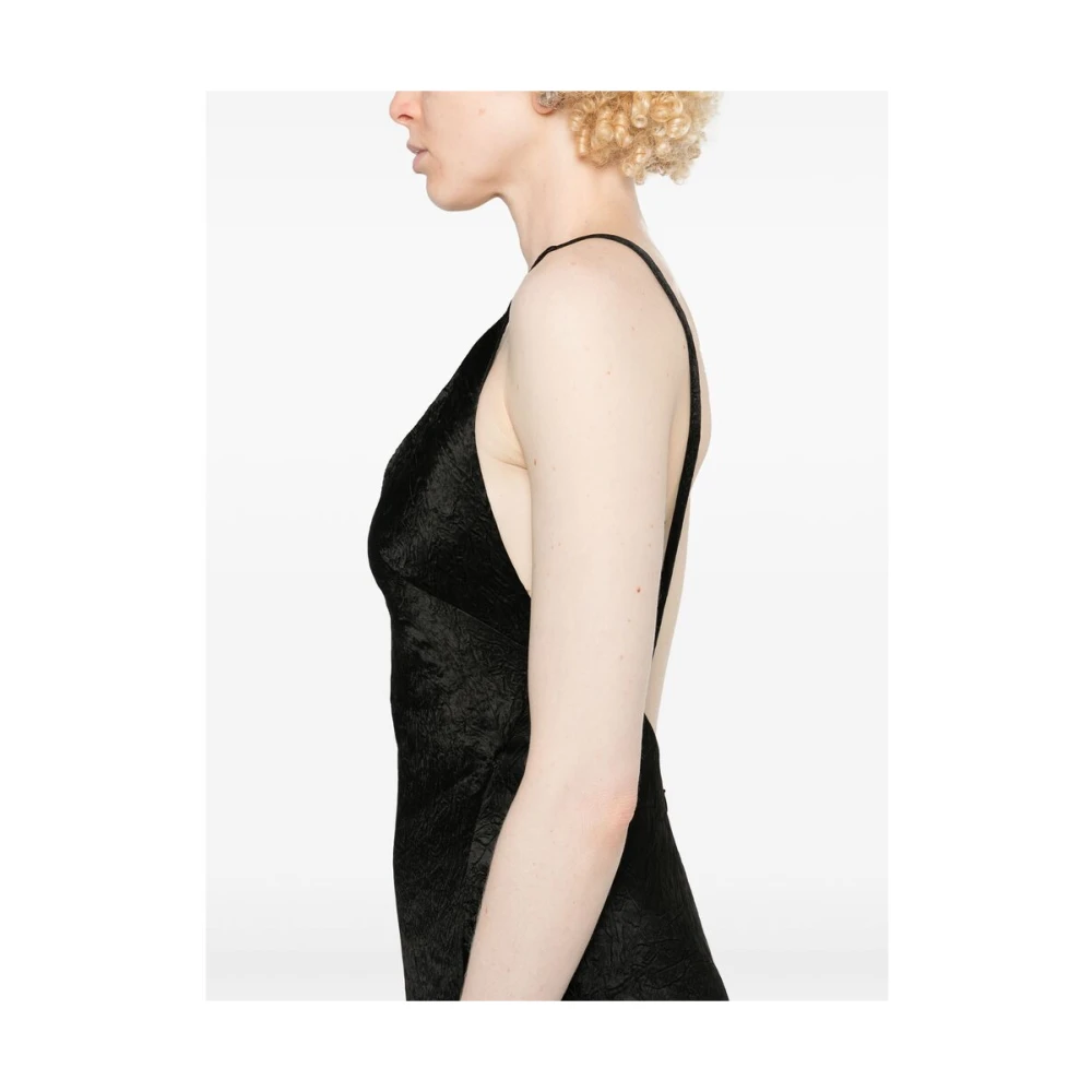 alexander mcqueen Zwarte V-hals Mouwloze Jurk tot op de vloer Black Dames