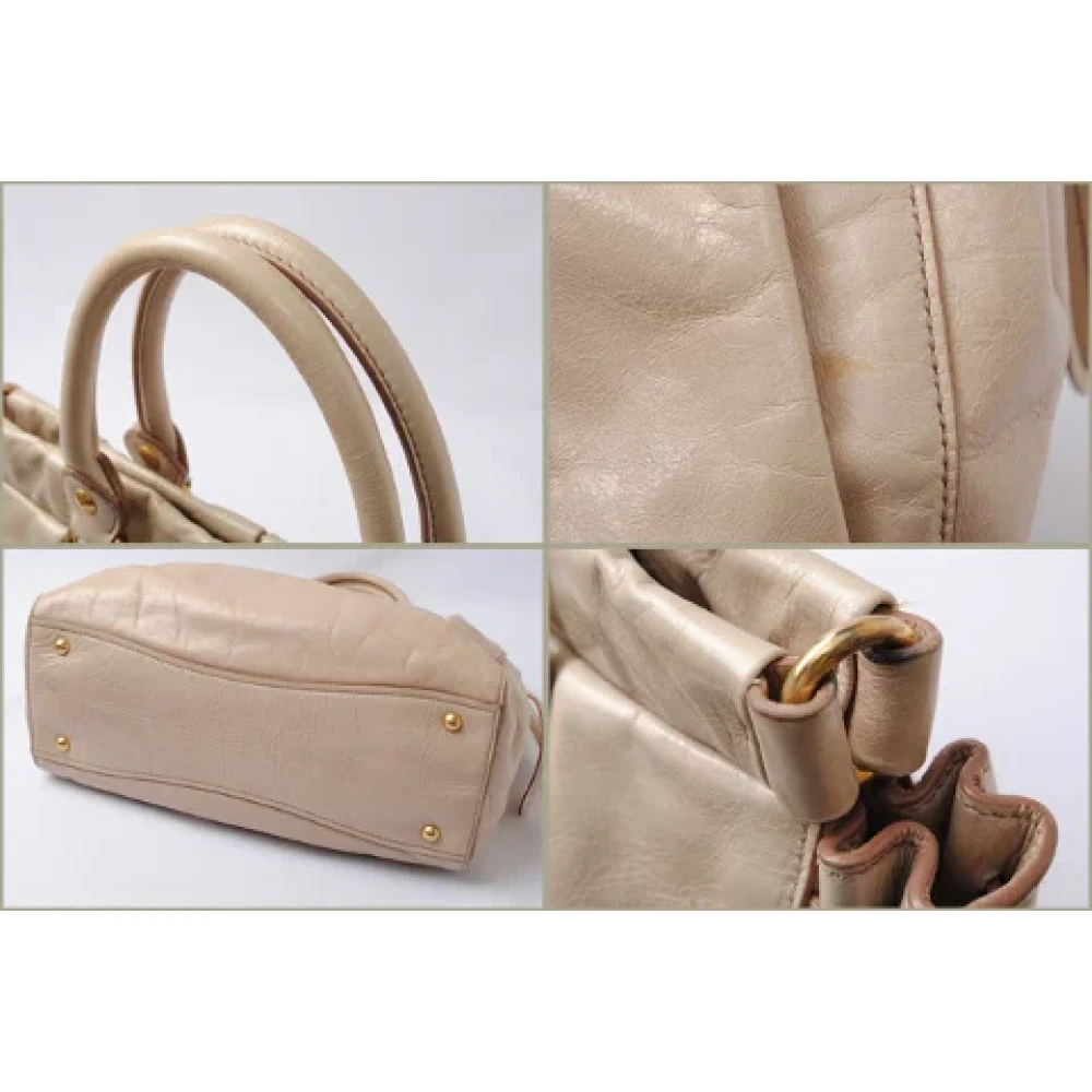 Miu Pre-owned Leather handbags Beige Dames