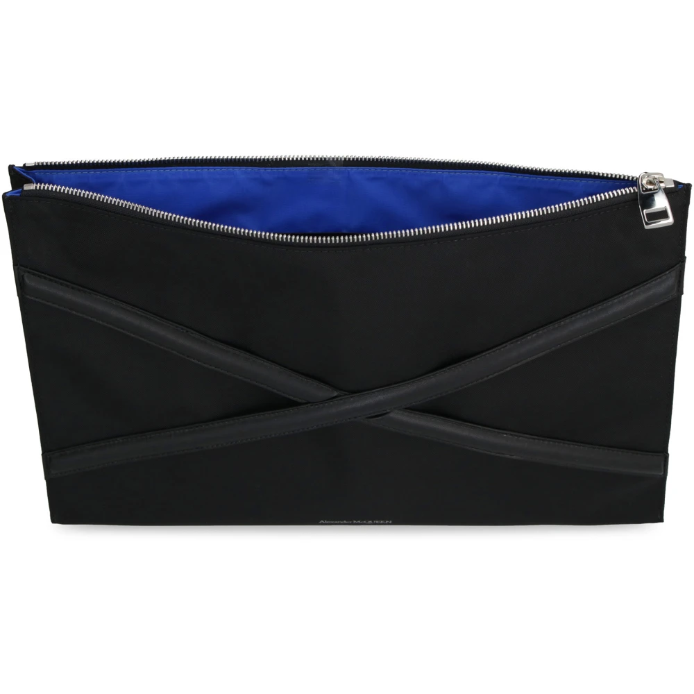 alexander mcqueen Logo Nylon Clutch Tasmet Leren Details Black Heren