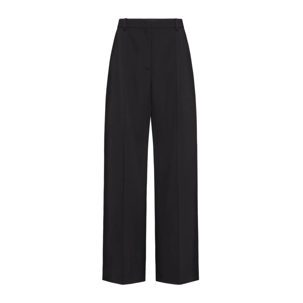 Valentino Garavani Zwarte wijde pijp wollen broek Black Dames