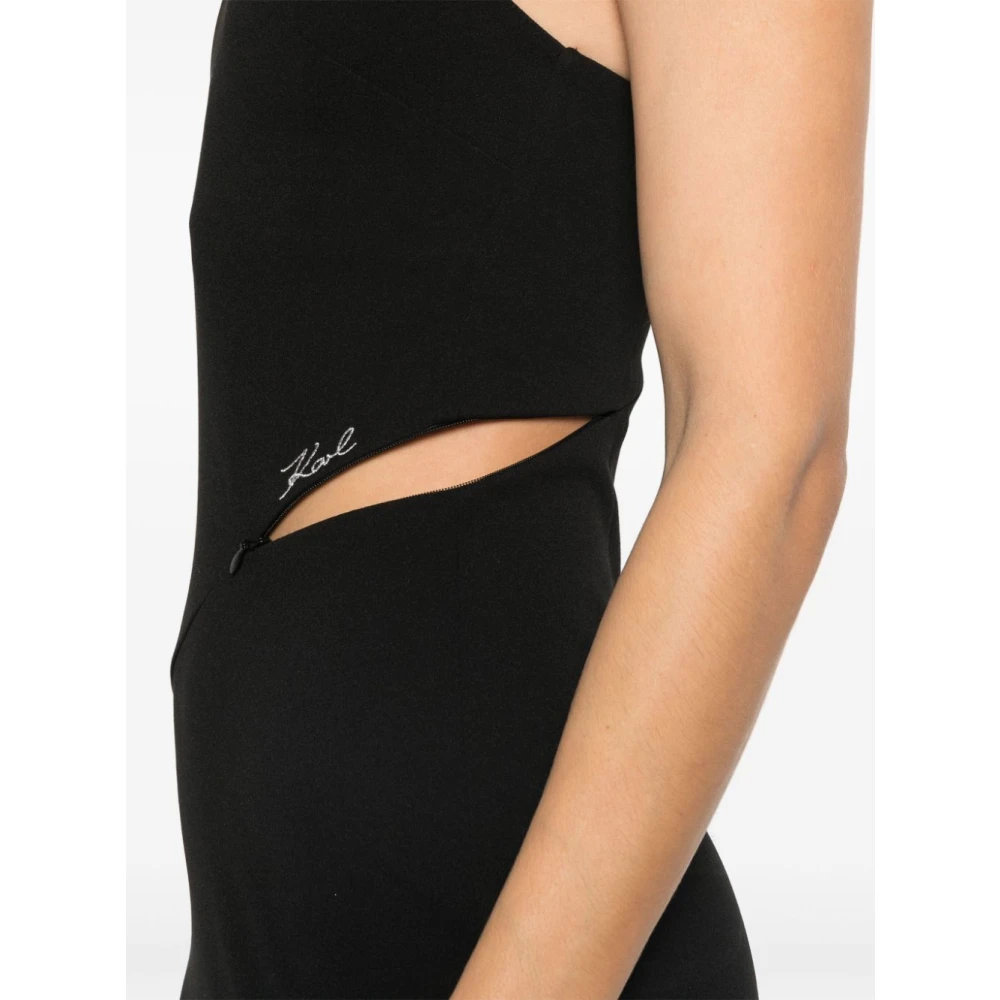 Karl Lagerfeld Lang Zwart EEN Mouw Jurk Black Dames