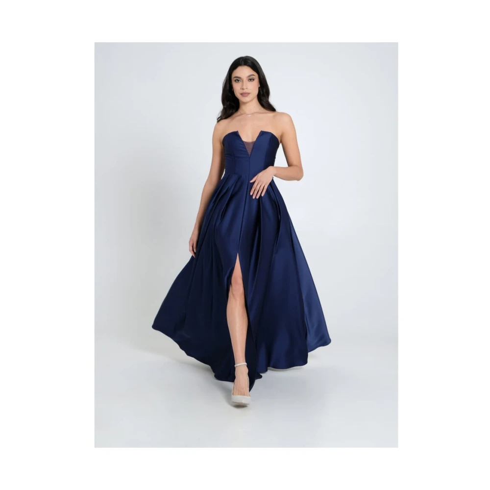 RINASCIMENTO Satin bustier jurk met splinters Blue Dames