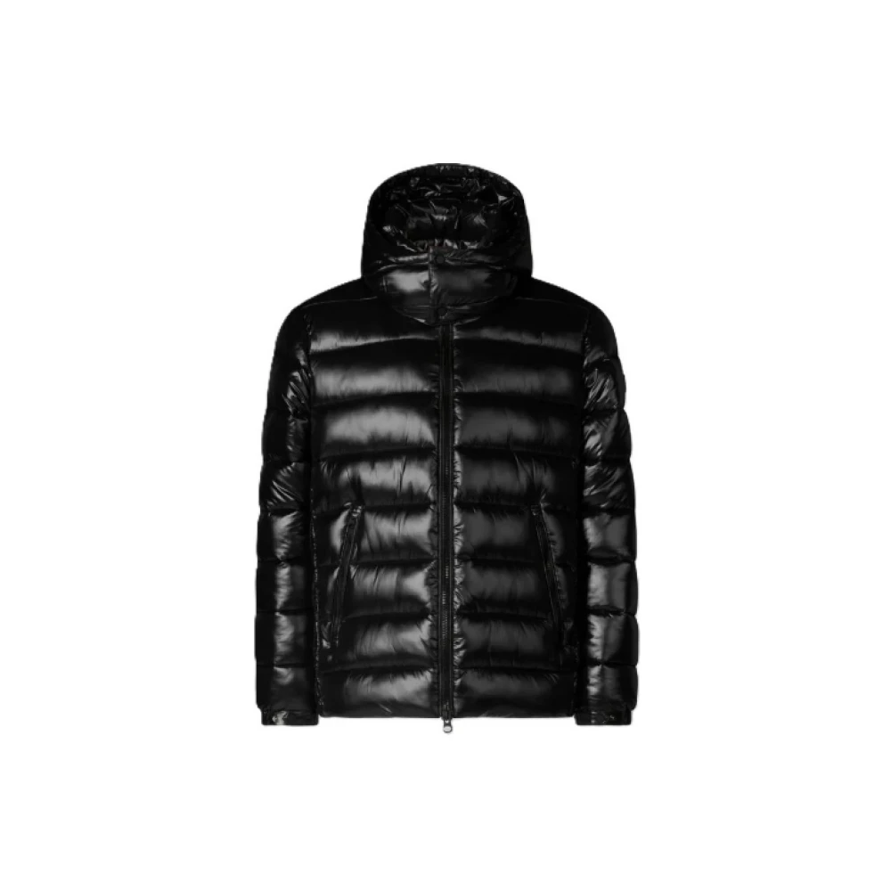 Save The Duck Gewatteerde Zwarte Jas met Afneembare Capuchon Black Heren