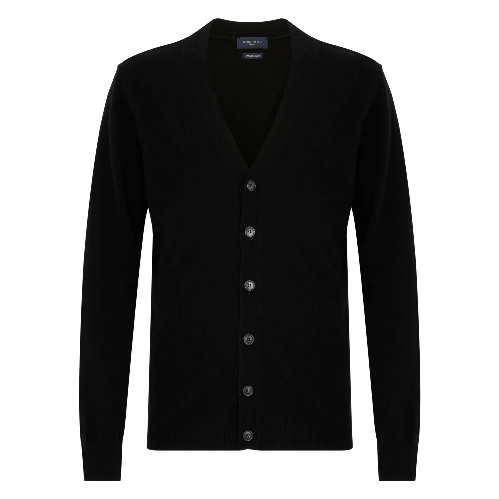 Daniele Fiesoli Men's Blue Black Wool Cardigan Jumper - Cardigans - Xl - Knitwear
