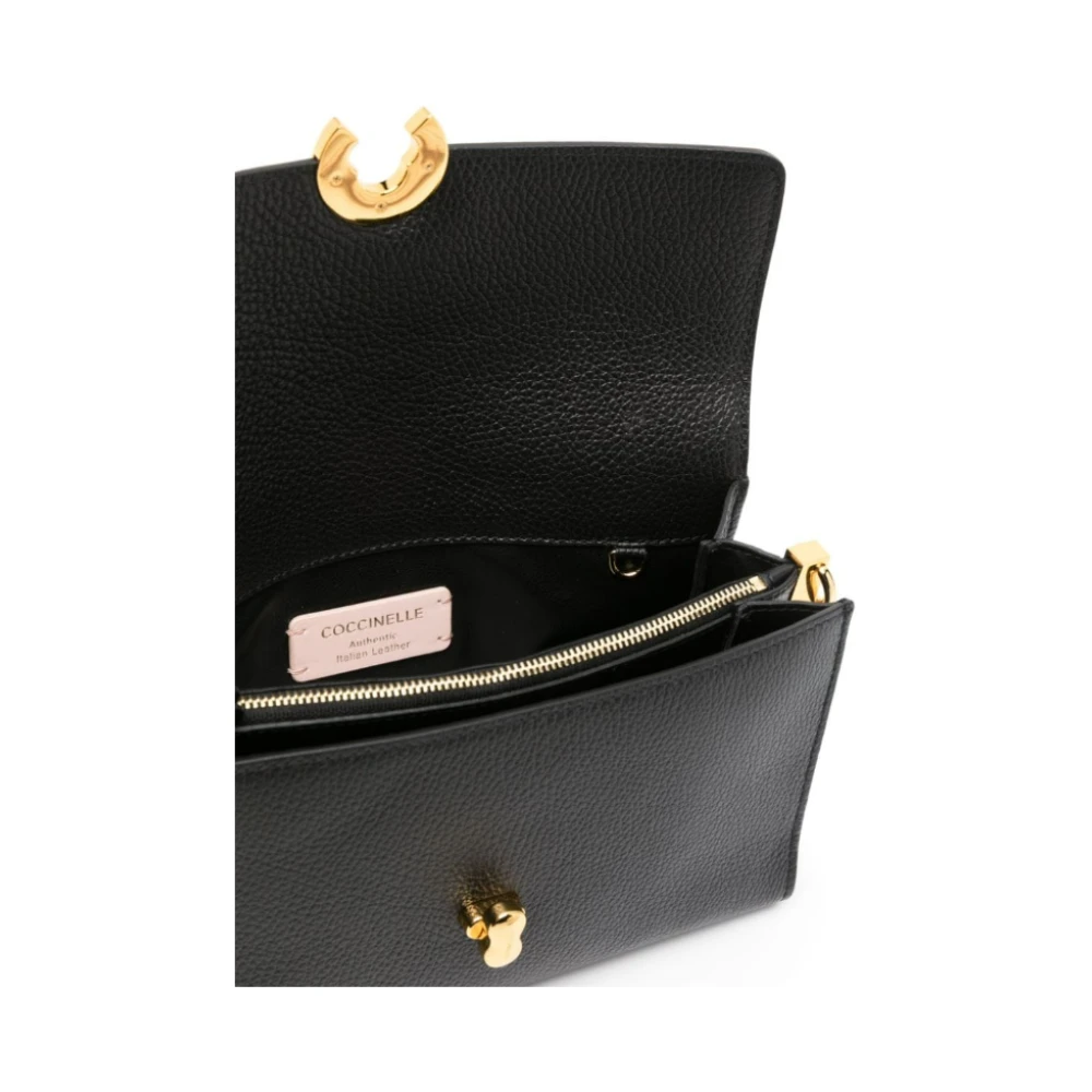 Coccinelle Zwarte Leren Crossbody Tas Black Dames