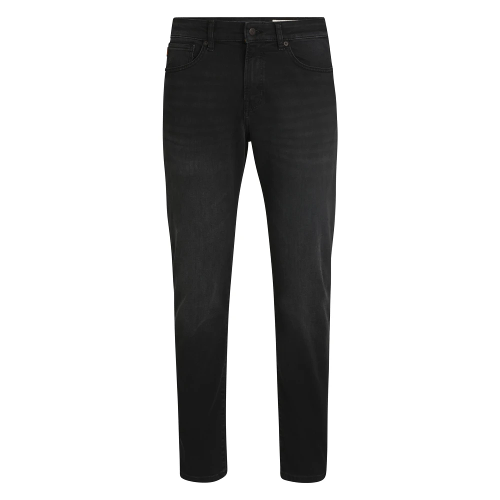 Boss Orange Zwarte jeans met rechte pasvorm en taps toelopende pijpen Black Heren