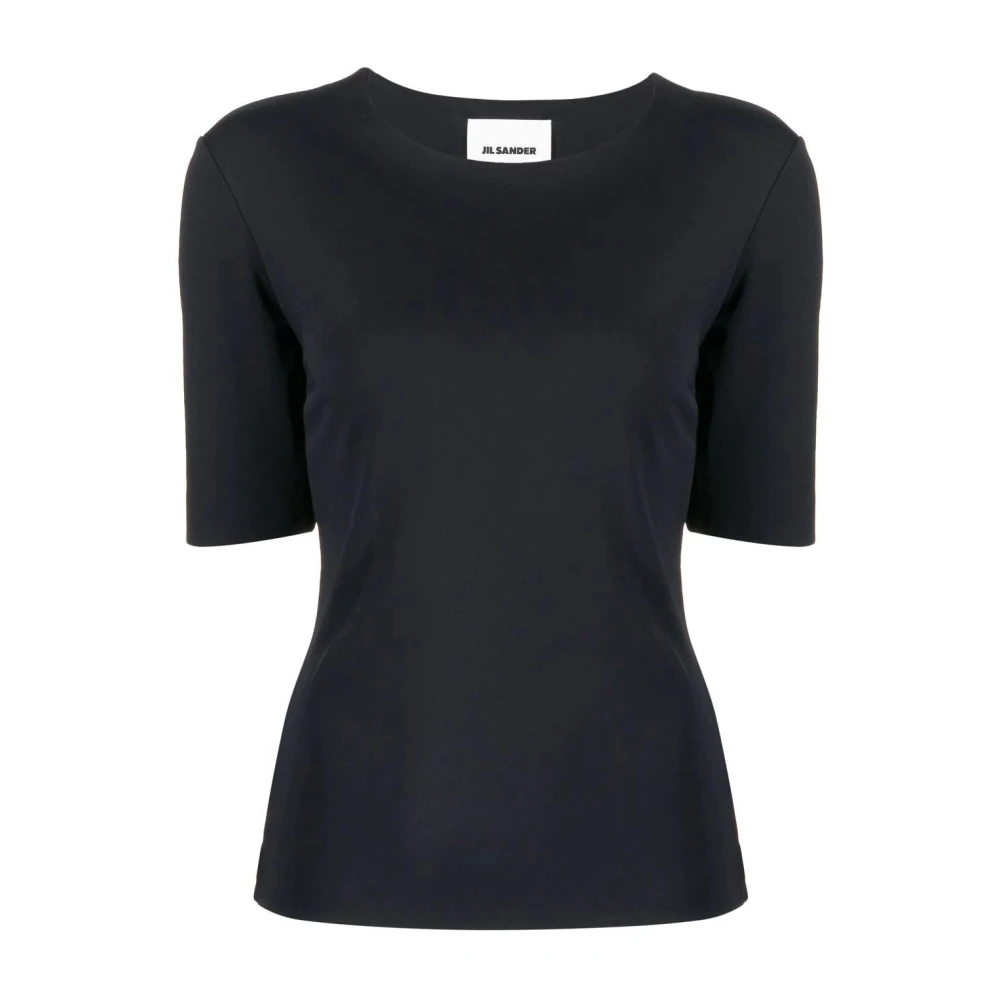 Jil Sander Vrouw Blauw Tops Dames, Xs, T-Shirt Met Ronde Hals En Korte Mouwen