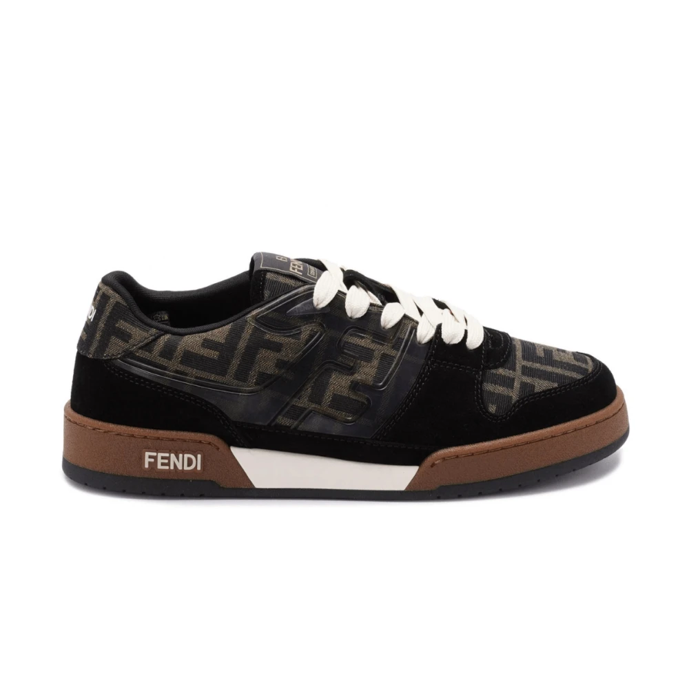 Fendi Monogram Low-Top Logo Print Sneakers Heren Schoenen Bruin