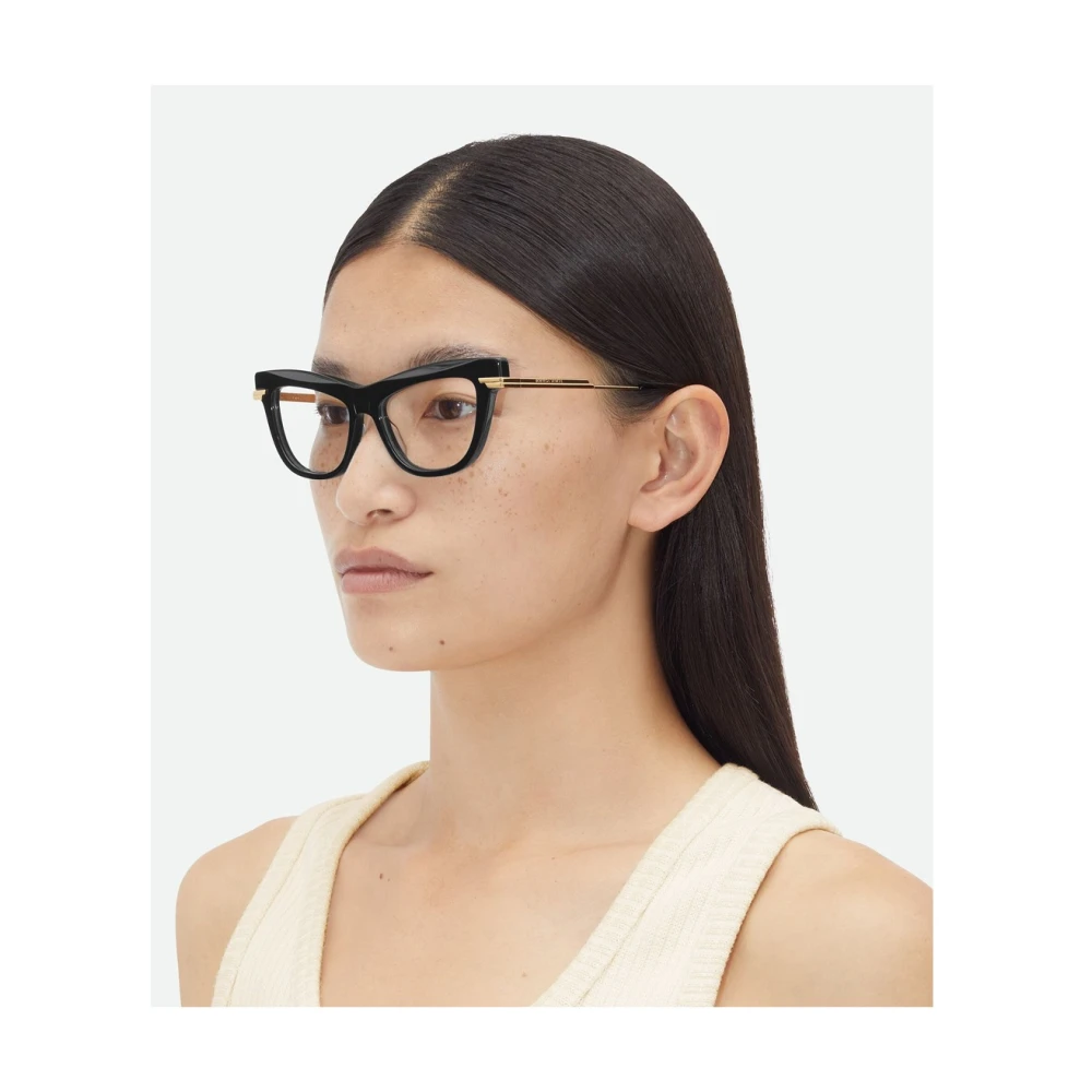Bottega Veneta Minimalist Cat-Eye Brilmontuur Black Dames