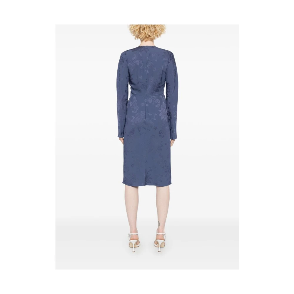ETRO Blauwe V-hals jurk met lange mouwen Blue Dames