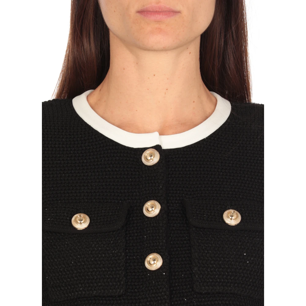Self Portrait Gestreepte jurk met Lurex details Black Dames
