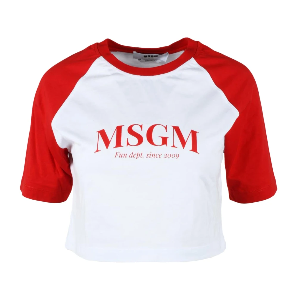 Msgm Katoenen T-shirt met uniek ontwerp White Dames