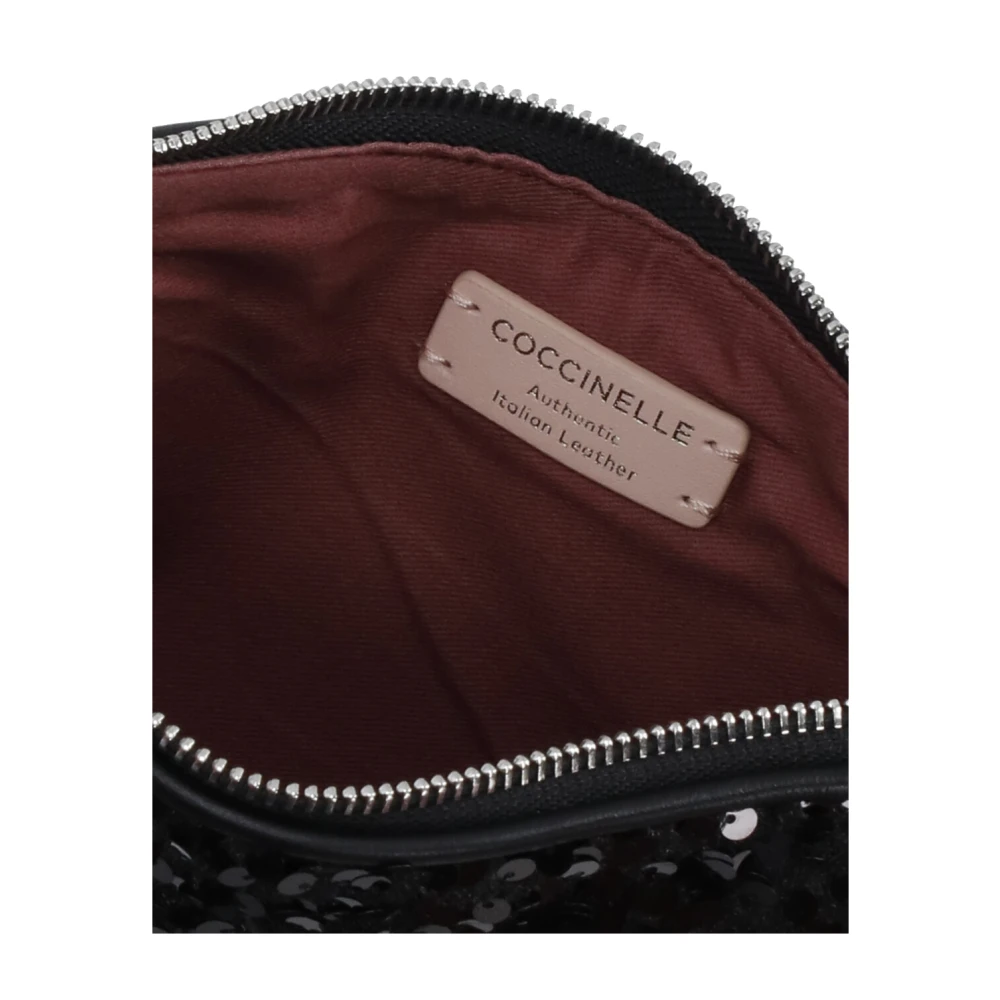 Coccinelle Zwarte leren Pochette met Pailletten Black Dames