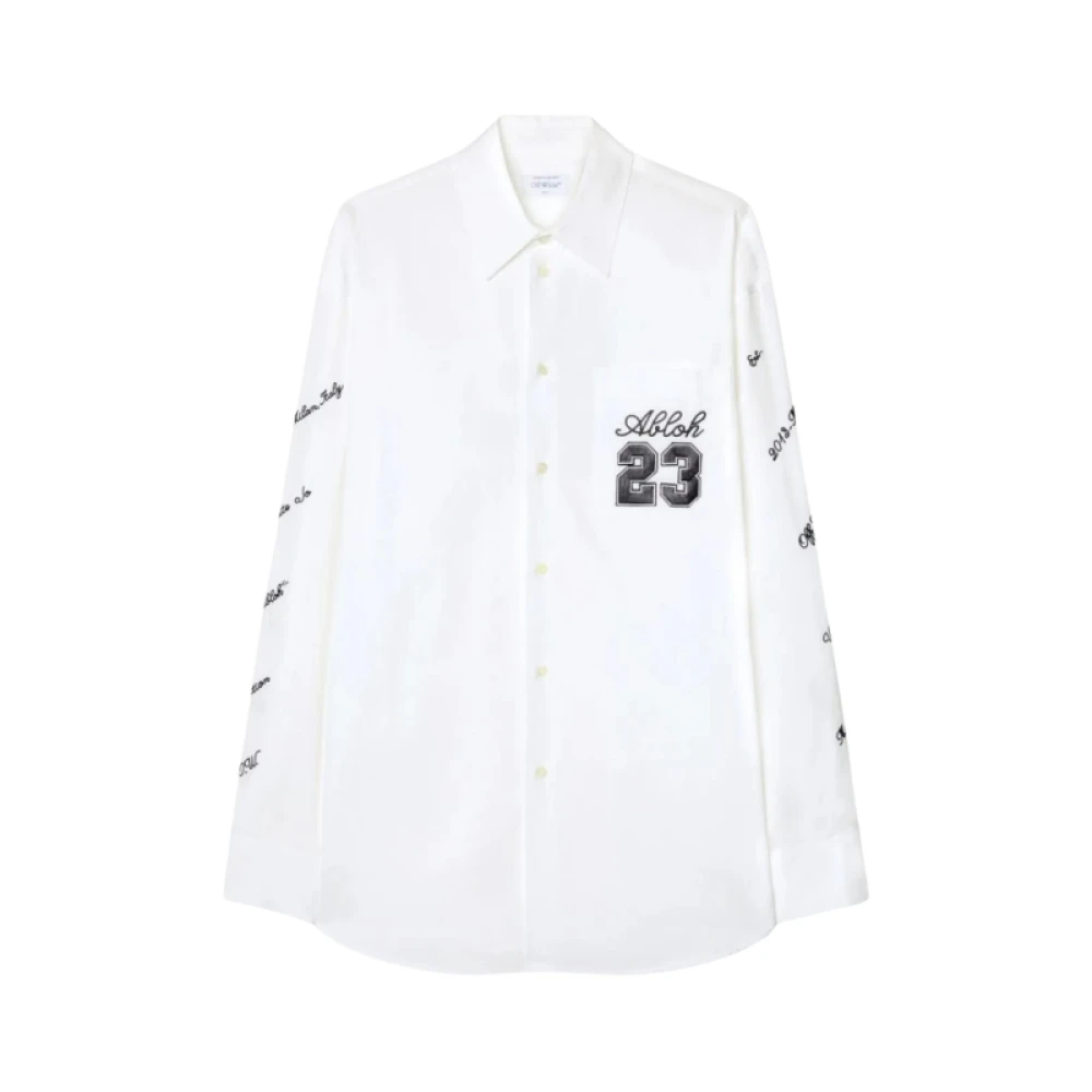 Off White Witte Katoenen Oversized Shirt met Geborduurde Details White Heren
