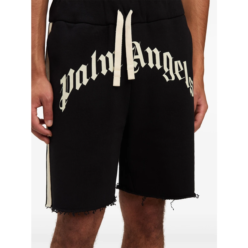 Palm Angels Gebogen Logo Track Sweatshorts Black Heren