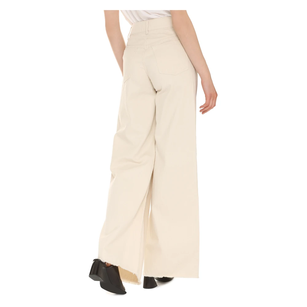 Mother of Pearl Chloe Wide-Leg Jeans met Versierde Knoopsluiting Beige Dames