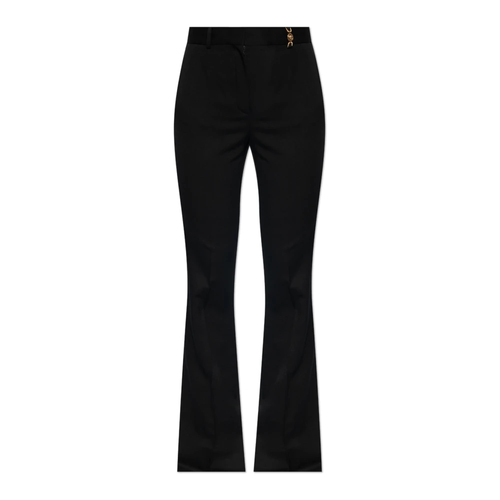 Versace Zwarte hoge taille uitlopende broek Black Dames