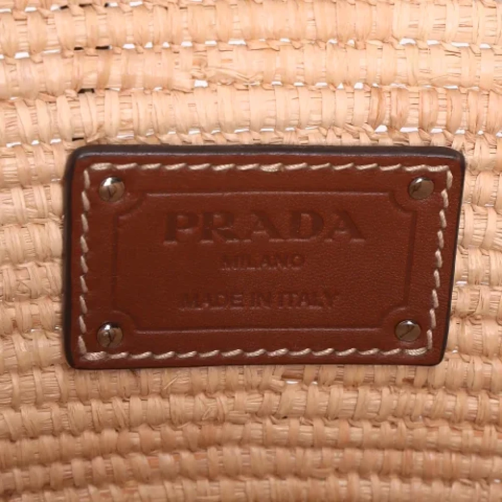 Prada Vintage Pre-owned Raffia prada-bags Beige Dames