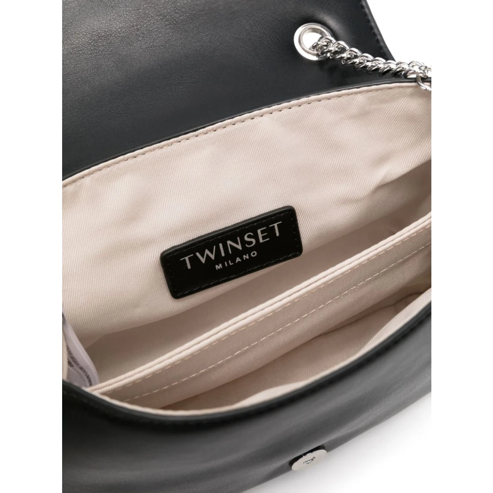 Twinset Zwarte Schoudertas Gladde Korrel Black Dames