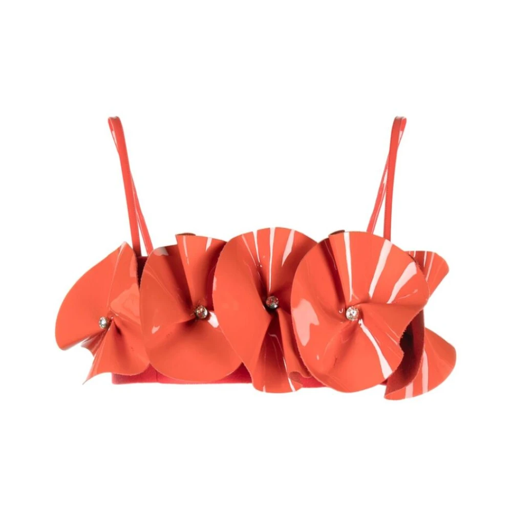 David Koma Rode 3D Detail Kristalversierde Top Red Dames