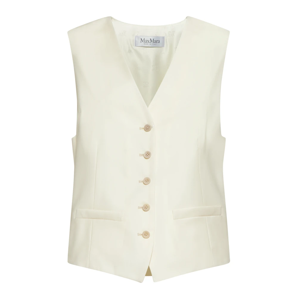 Max Mara Vanilla-tone Vest met Logo Motif Beige Dames