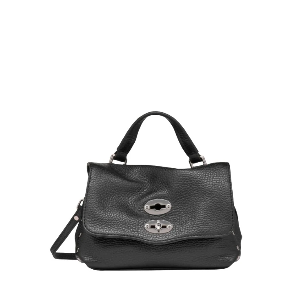 Zanellato Women's Black Hammered Leather Baby Bag