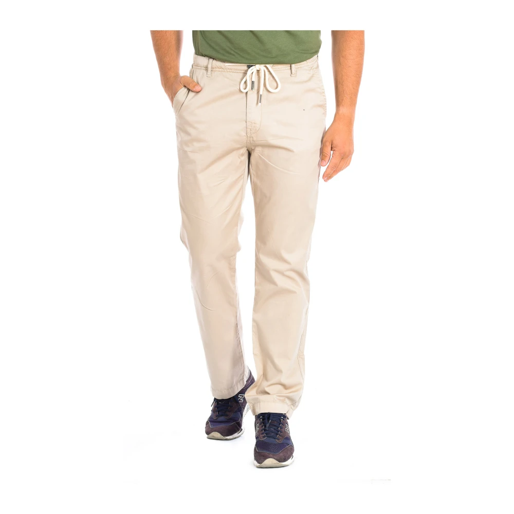 La Martina Beige Olive Green Straight Cut Trousers - Male - Slim-Fit Trousers - Xl - Trousers