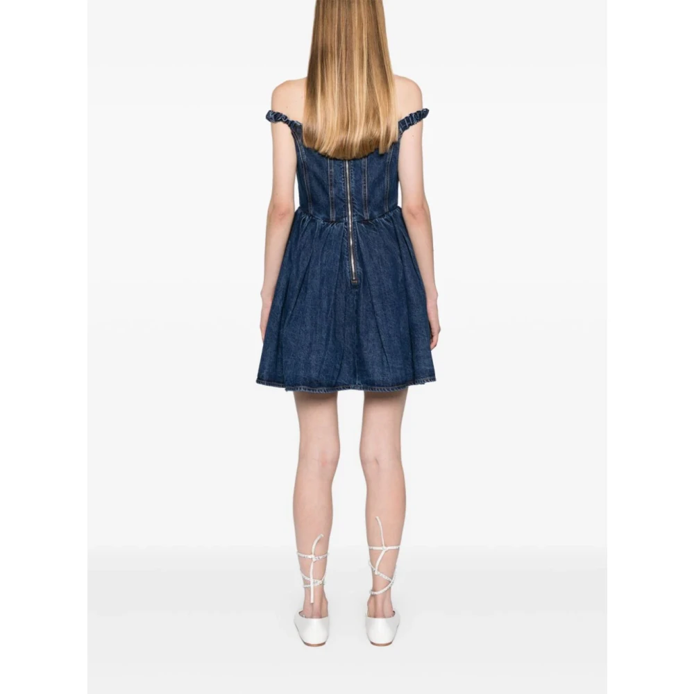 Self Portrait Blauwe Off-Shoulder Jurk met Diamanté Blue Dames