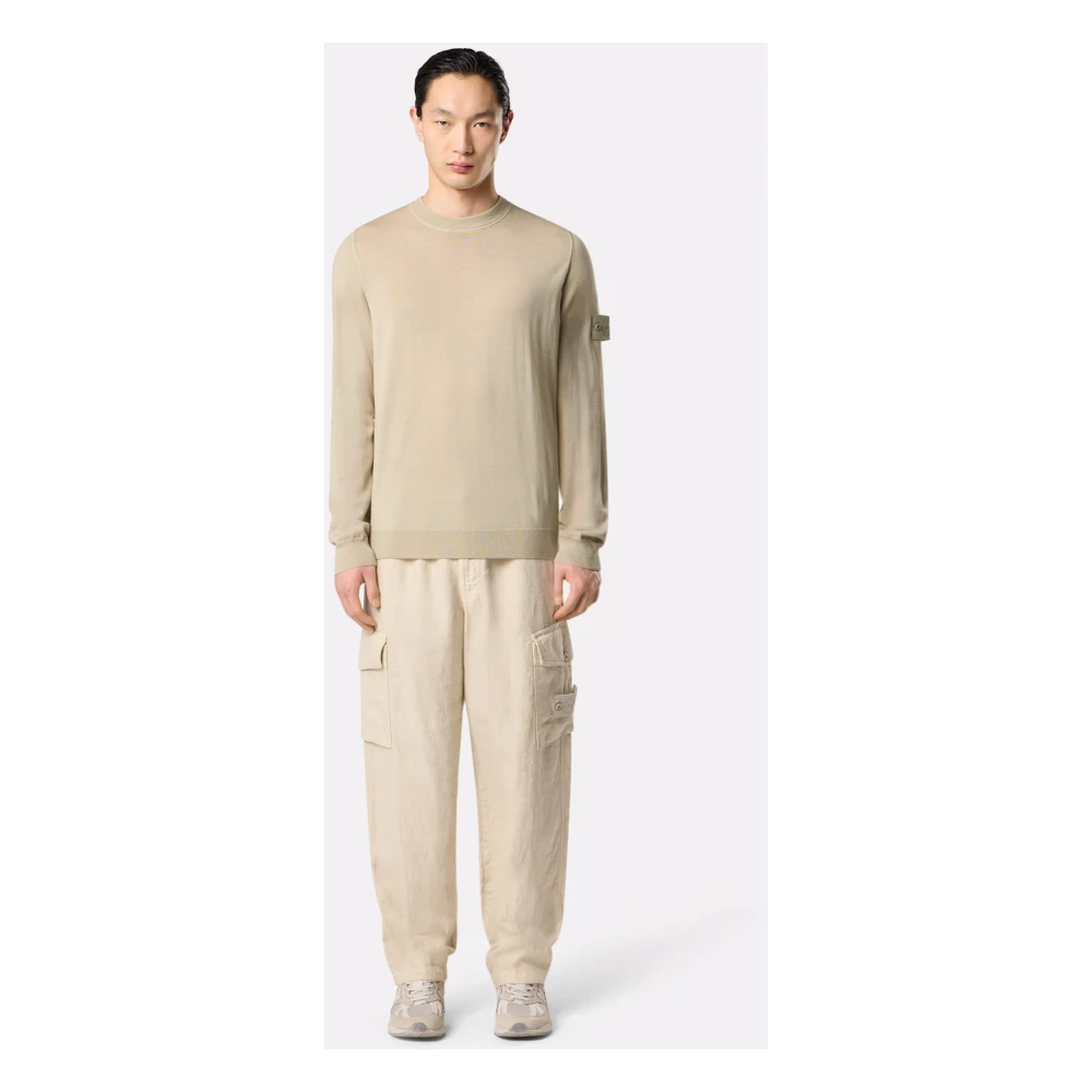 Stone Island Beige Crew Neck Wool Sweater Beige Heren